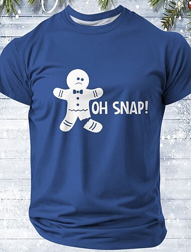  jul menns pepperkake mann 3d t-skjorter pepperkake mann casual street style 3d print t-skjorte sport utendørs ferie svart rød blå kortermet rund hals vår &amp; sommerklær klær s m l xl