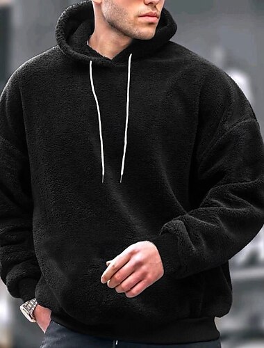  Homens Moletom Moletom de lã Preto Marron Cinzento Com Capuz Tecido Bolsos Desportos e Ar livre Diário Feriado Roupa de rua Legal Casual Inverno Primavera & Outono Roupa Moletons Moletons