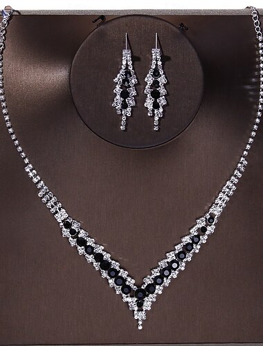 Luxuriöses Damen-Set aus Halskette und Ohrringen mit blauem Kristall – eleganter Brautschmuck für Hochzeiten und formelle Anlässe