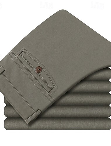  Herren Anzughosen Hose Hosen Chinesisch Chino Knopf Tasche Gerade geschnitten Glatt Komfort Formal Party Arbeit Modisch Klassicher Stil Schwarz Dunkelgrün Mikro-elastisch