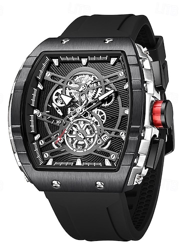  Orologio al Quarzo da Uomo Orologio da Polso d'Affari Creativo Moda Calendario Luminoso Chronograph Impermeabile Orologio con Cinturino in Gomma