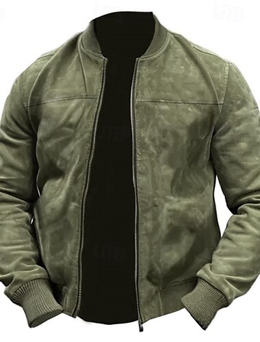  Herren Bomberjacke übergangsjacke Täglich Windjacke Tasche Ganzjahres Einfach Lässig Stehkragen Regulär Schwarz Braun Armeegrün Dunkelblau Leicht Blau Jacken