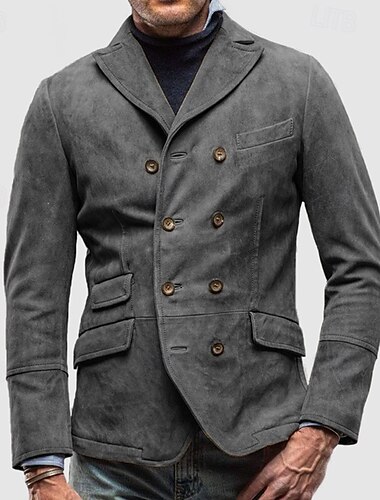  Ανδρικά Casual Jacket Μπλέιζερ Καθημερινά Διακοπές Διατηρείτε Ζεστό Τσέπη Φθινόπωρο & Χειμώνας Σκέτο Βίντατζ Μοντέρνα Πέτο Κανονικό Μαύρο Καφέ Χακί Πράσινο Χακί Γκρίζο Σακάκια