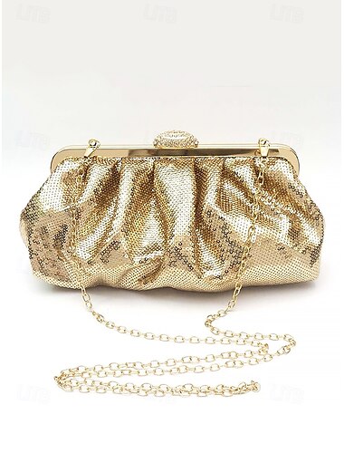  Abend-Clutch für Damen mit goldenen Pailletten und Kettenriemen – elegante Braut- oder Partytasche für besondere Anlässe