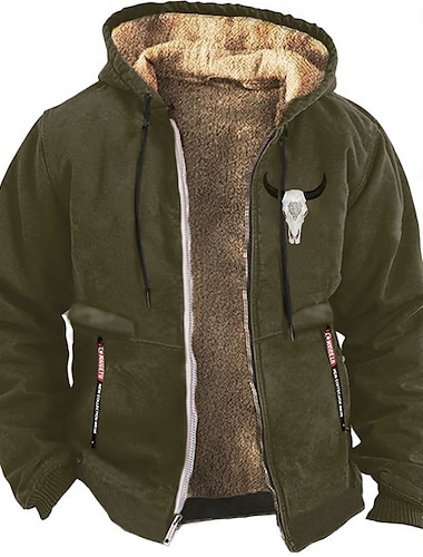  Hombre Buey Cowboy Sudadera Manga Larga Sudaderas Con Capucha Vintage estilo occidental Vacaciones Ropa de calle Otoño invierno Negro Marrón Verde Trébol Ropa Diseñador Impresión gráfica S M L XL XXL