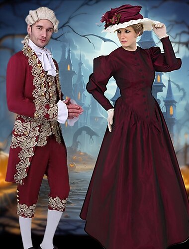  Princesse Prince Reine Couples Tenue Adulte Homme Femme Rétro Style Royal Rococo Utilisation Soirée Mascarade Halloween Carnaval Costume de carnaval facile