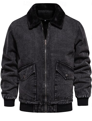  Per uomo Giacca in pile Giacca di jeans Casual / quotidiano Autunno inverno Color Block Informale Bavero Standard Grigio scuro Blu scuro Azzurro Giacca