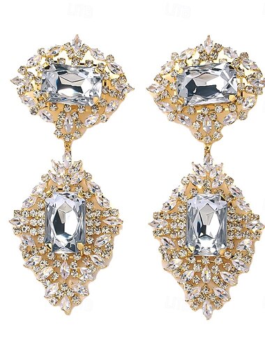  Mujer Pendientes cortos Geométrico Precioso Importante Diamante Sintético Aretes Joyas Plata / Dorado Para Boda Fiesta Pedida 1 Par