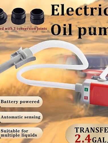 bränsleöverföringspump batteridriven bränsleöverföringspump med lång slang bärbar vätskepump lämplig för bensin, diesel, fotogen, lättolja och vatten.