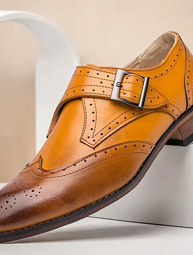  mehrfarbige Monkstrap-Schuhe aus Kunstleder für Herren mit Brogue-Details – stilvolle Vintage-Abendschuhe für formelle Anlässe und Partys