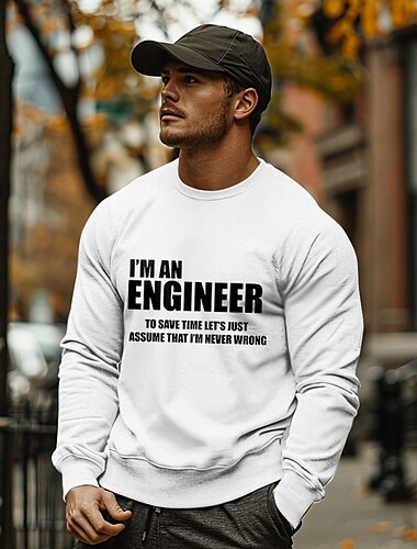  Herren Lustig Brief drucken Pullover Langarm Sweatshirts Rundhalsausschnitt Klassisch Casual Frühling Herbst Schwarz Weiß Dunkelgray Bekleidung Designer Grafikdruck Normal S M L XL 2XL