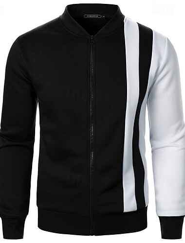  Herren Sweatjacke Sweatshirt Pullover Sweatshirt mit durchgehendem Reißverschluss Schwarz Weiß Wein Marineblau Khaki Stehkragen Farbblock Reißverschluss Patchwork Sport & Natur Täglich Festtage