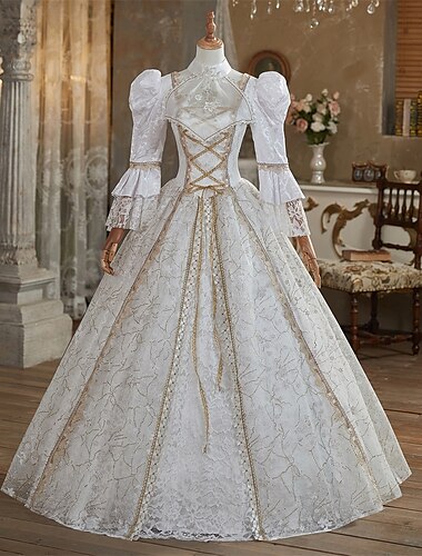  Gotico Rococò Vittoriano Vestito Costume da festa Abito da Ballo Principessa Shakespeare Tinta unica Abito da ballo Per donna Reale Natale Halloween Carnevale Feste Festa serale Mascherata Adulti
