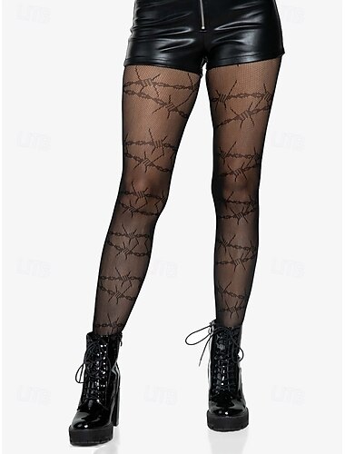  kvinders sexede sorte netfisketights – gennemsigtige strømpebukser med halloween-tema til cosplay eller fest
