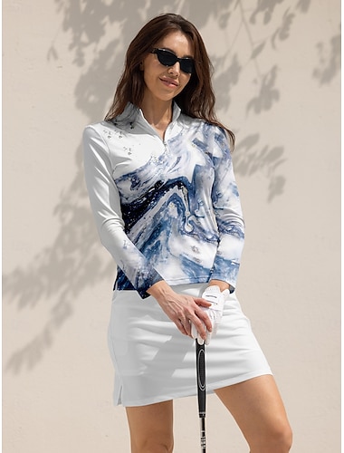 Per donna POLO Blu Manica lunga Superiore Abbigliamento da golf da donna Abbigliamento Abiti Abbigliamento