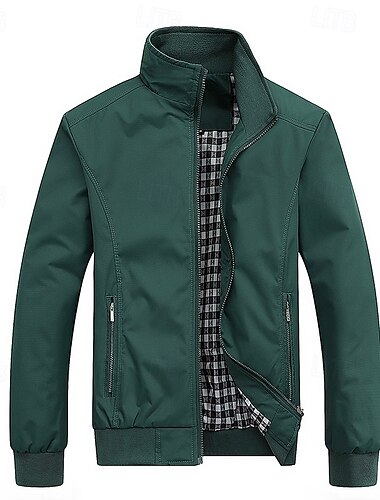  Ανδρικά Μπουφάν μετάβασης Casual Jacket Καθημερινά Αναπνέει Τσέπη Όλες οι εποχές Σκέτο Κλασσικό Όρθιος Γιακάς Κανονικό Μαύρο Κόκκινο Θαλασσί Πράσινο του τριφυλλιού Χακί Σακάκια