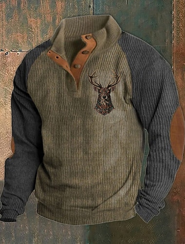  Hombre Sudadera Negro Marrón Cuello Mao Graphic Bloque de color Estampado Retazos Diario Festivos Noche Ropa de calle Casual Otoño Invierno Ropa Sudaderas con capucha Sudaderas