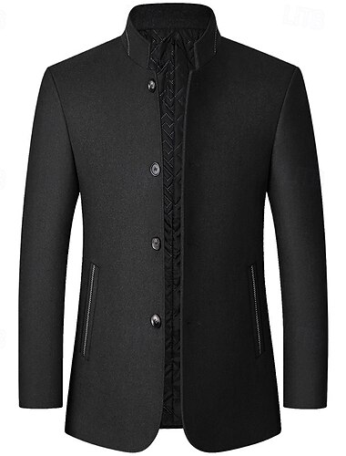  Herren Wintermantel Wollmantel Trenchcoat Täglich Urlaub Herbst Winter Polyester warm Oberbekleidung Bekleidung Modisch Klassisch Glatt Tasche Ständer Einreihiger Verschluss