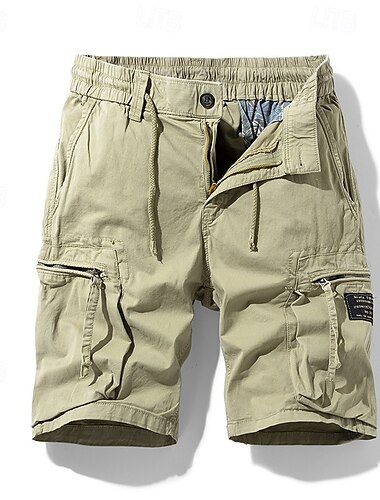  Herre Shorts med lommer Trekking-shorts Elastisk Talje Multi lomme Flere lommer Vanlig Komfort Åndbart Knælængde Afslappet Daglig Mode Gade Militærgrøn Sort