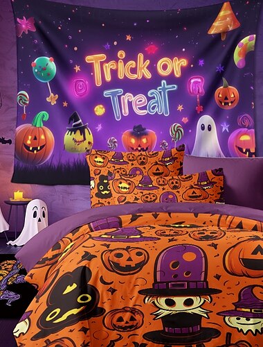  kolekce halloween sada povlaků na přikrývky Jack o lucerna dýně 3dílná sada super měkká šetrná k pokožce s dlouhou životností