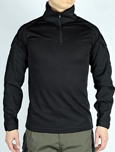  Herren Kampfhemd Hemd Wanderer Taktisches Militärhemd Langarm Viertel Postleitzahl Shirt Außen Atmungsaktiv Weich Polyester Patchwork Schwarz Armeegrün Braun Fitnessstudio Klettern Camping / Wandern