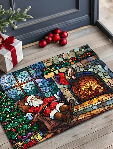  juledekorasjon dørmatte jule julegave gaver kjøkkenmatte gulvmatte sklisikre teppe oljetett teppe innendørs utendørs matte soverom dekor badsmatte inngangsteppe