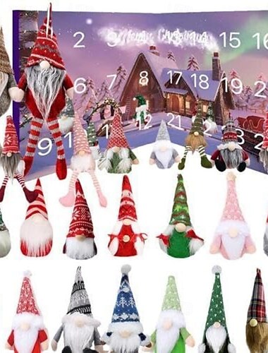  Calendario de adviento de gnomos navideños 2024, 24 piezas de adornos de decoración de gnomos, calendario de adviento de Navidad con cuenta regresiva, adornos de enanos, adorno de calendario de adviento de vacaciones navideñas para niños