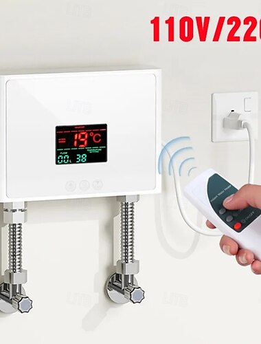  Chauffe-eau instantané 110v/220v 3000w radiateurs électriques muraux pour salle de bain douche à eau chaude et chauffage de cuisine domestique blanc