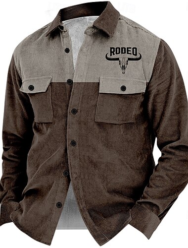  Herren Cowboy Cord Hemd Hemdjacke Overshirt Langarm Vintage Stamm Outdoor Alltagskleidung Herbst Winter Umlegekragen Hemden mit Kragen Knopf 3D-Druck 2 Taschen 1pc Armeegrün Marineblau Braun