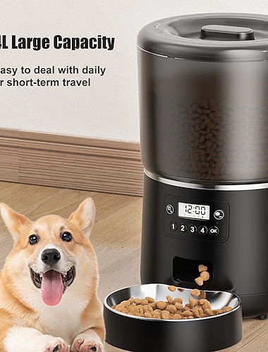  Perros Gatos Mascotas Tazón de alimentación automático ABS + PC Plegable Fácil de Instalar Divisible Color sólido Negro Cuencos y Alimentación Hogar Diario