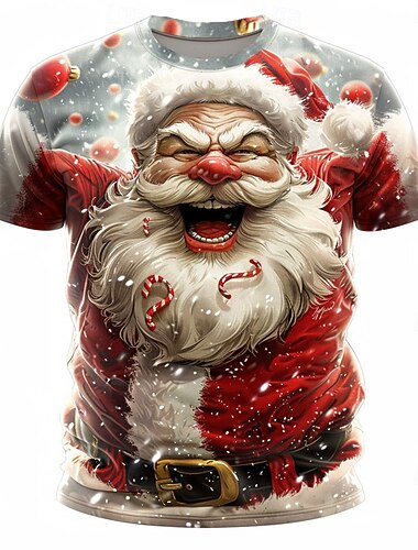  vánoční pánské santa claus 3d trička santa claus móda athleisure 3d tisk trička street sport outdoor žlutá červená modrá krátký rukáv posádka krk léto jarní oblečení oblečení s m l xl xxl xxxl