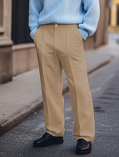  Herren Anzughosen Hose Hosen Hose Anzughose Waffelhose Vordertasche Gerade geschnitten Glatt Komfort Geschäft Täglich Festtage Modisch Schick & Modern Schwarz Weiß elastisch