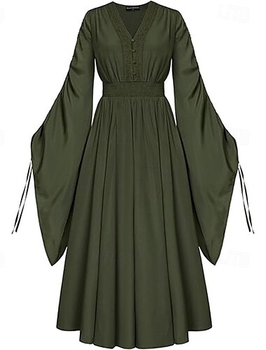  Retro / vintage Middelalderkostumer Renæssance Keltisk kjole Viking Elver Dame Halloween Karneval Maskerade LARP Voksne Kjole