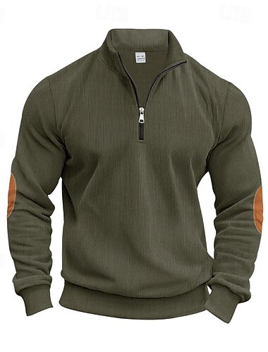  Per uomo Polo con zip a un quarto Camicia da golf Golf Giornaliero Per eventi Chiusura lampo quarto Manica lunga Di tendenza Moderno Color Block Collage Primavera & Autunno Standard Blu marino Grigio