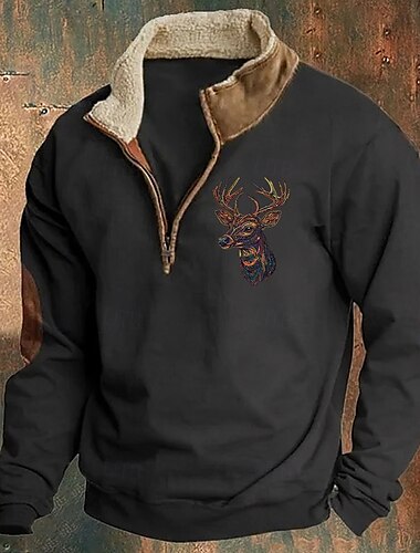  Hombre Sudadera Sudadera con un cuarto de cremallera Negro Azul Marino Caqui Gris Media cremallera Plano Deporte Diario Festivos Ropa de calle Fresco Retro Invierno Primavera & Otoño Ropa Sudaderas
