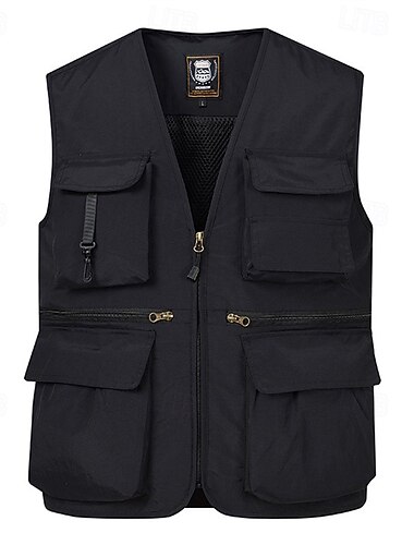  Per uomo Gilet Gilet da pesca Gilet da escursione Giornaliero Appuntamento Da mare Di tendenza Informale Primavera estate Tasche Nylon Traspirante Comodo Liscio Cerniera A V Standard Nero Rosso Blu