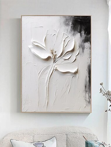  peinture à l'huile peinte à la main peinture florale 3D couteau à palette fait à la main fleurs peinture à l'huile art mural grande peinture texturée blanche 3D peintures décoratives modernes