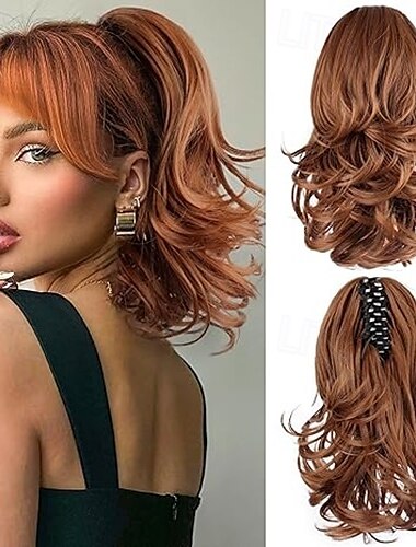  Correa Coletas Suave / Natural / Fácil vestidor Pelo sintético Pedazo de cabello La extensión del pelo Rizado 12 pulgadas Fiesta / Fiesta / Noche / Diario