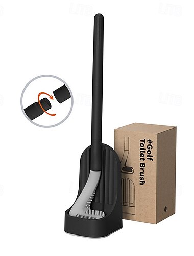  set scopino e supporto per WC da golf, nuovo scopino con base a manico lungo, senza vicoli ciechi set scopino per WC da golf a parete, pulizia profonda scopino per WC in silicone con manico lungo
