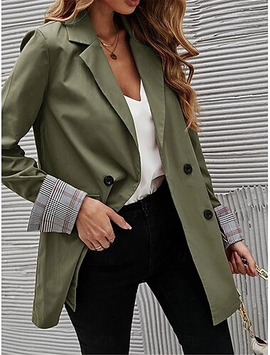  Femme blazer Travail Bouton Couleur unie Respirable Style OL Standard Vêtements d'extérieur manche longue Automne Bleu S