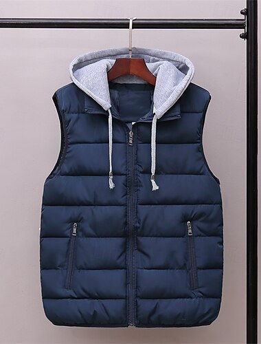  Per uomo Gilet imbottito Gilet con cappuccio Imbottito Gilet Gilet trapuntato Giornaliero Appuntamento Da mare Di tendenza Informale Autunno inverno Tasche Poliestere Tenere al caldo Comodo Tinta