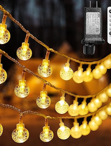  12m/20m/30m lichtsnoer, led-bal-fee-snoer 100-800 leds el 5mm met 13-toetsen afstandsbediening - warm wit/koud wit/multicolor voor de feestdagen &kerst terras decoraties
