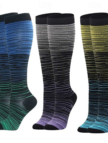  Yoga Socken 3 Paare Herren Damen Kompressionssocken Rutschfest Atmungsaktiv Schweißableitend Komfortabel Fitnesstraining Basketball Fussball Laufen Joggen Sport Mehrfarbig Modisch Polyester