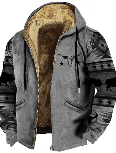  Herren Stammes Vlies Hoodie Sweatshirt Kapuze Hoodies Hoodie Sweatshirt Kapuze Langarm Sweatshirt mit Kapuze Mit Kapuze Modisch 3D-Druck Strassenmode Braun Grün Kordelzug Herbst Winter Designer