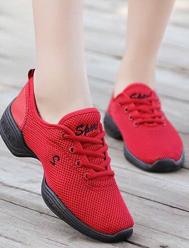  schwarze, atmungsaktive Mesh-Tanzschuhe zum Schnüren für Damen – leichte, flexible Sohle, ideal für Jazz-, Gesellschafts- und lateinamerikanische Tänze