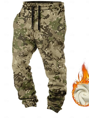  Per uomo Mimetico Pantaloni da tuta in pile Vita elastica con coulisse Vintage Casual All'aperto Streetwear Abbigliamento Quotidiano Tasca Termico Inverno Stampa 3D Rosso Giallo Blu