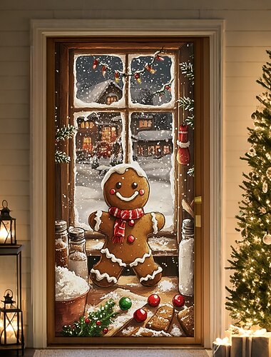  decorações de porta de natal capas de porta natal boneco de neve casa porta tapeçaria porta cortina decoração pano de fundo porta interna/externa banner para porta da frente casa de fazenda