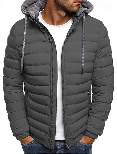 Herren Steppjacke Pufferjacke Puffer Winterjacke Winter Draussen Isoliert Packbar Leichtgewichtig Oberbekleidung Windbreaker-Jacke Leichte Pufferjacke Voller Reißverschluss Reisen Dunkelgrau Schwarz