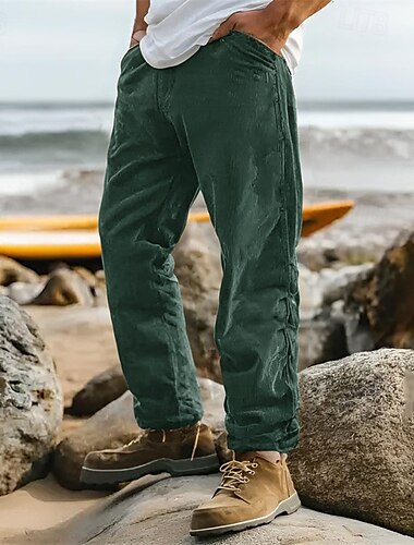  Herren Anzughosen Cordhose Hose Hosen Freizeithose Tasche Gerade geschnitten Glatt Komfort Weich In voller Länge Outdoor Geschäft Täglich Modisch Strassenmode Armeegrün Braun