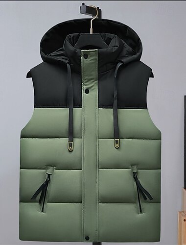  Per uomo Gilet imbottito Gilet con cappuccio Imbottito Gilet Gilet trapuntato Giornaliero Appuntamento Da mare Di tendenza Informale Autunno inverno Tasche Cappuccio staccabile Poliestere Tenere al